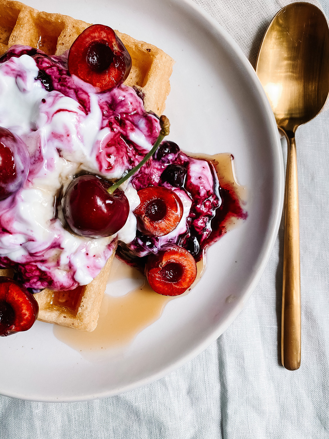 Waffles With Coconut Blueberry Swirl